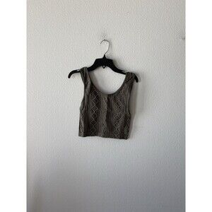 BKE Essentials Women’s Textured Brami Cable Knit Tank Top Washed Green Size XS/S